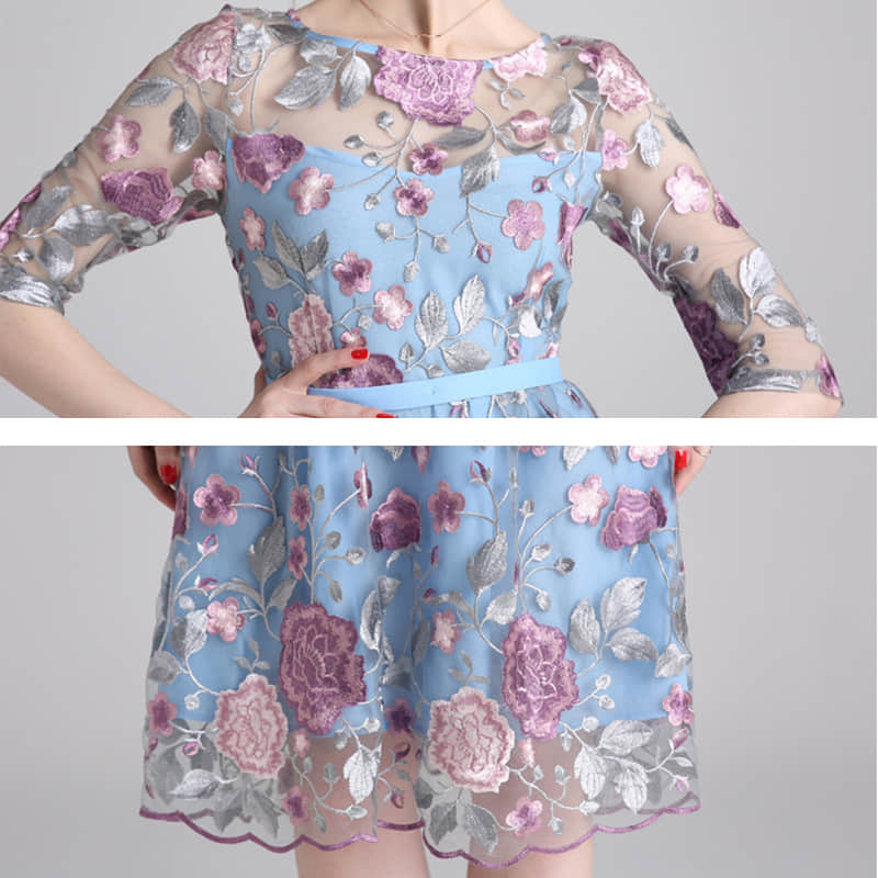 Spring and summer embroidered dress  | IFAUN