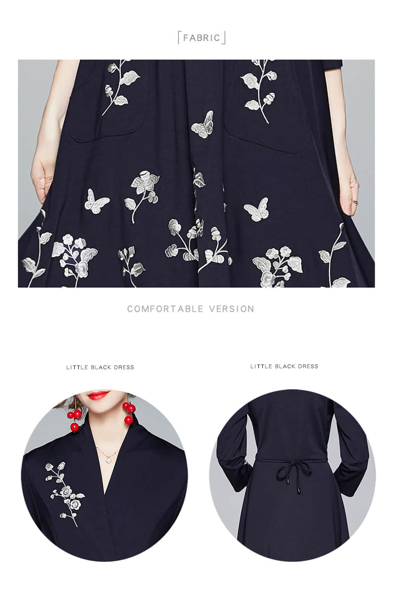 Spring V-neck embroidered dress  | IFAUN