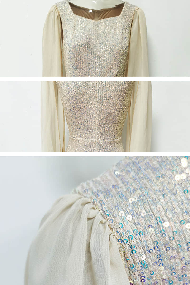 Women's sexy casual chiffon long-sleeved sequin dress  | IFAUN