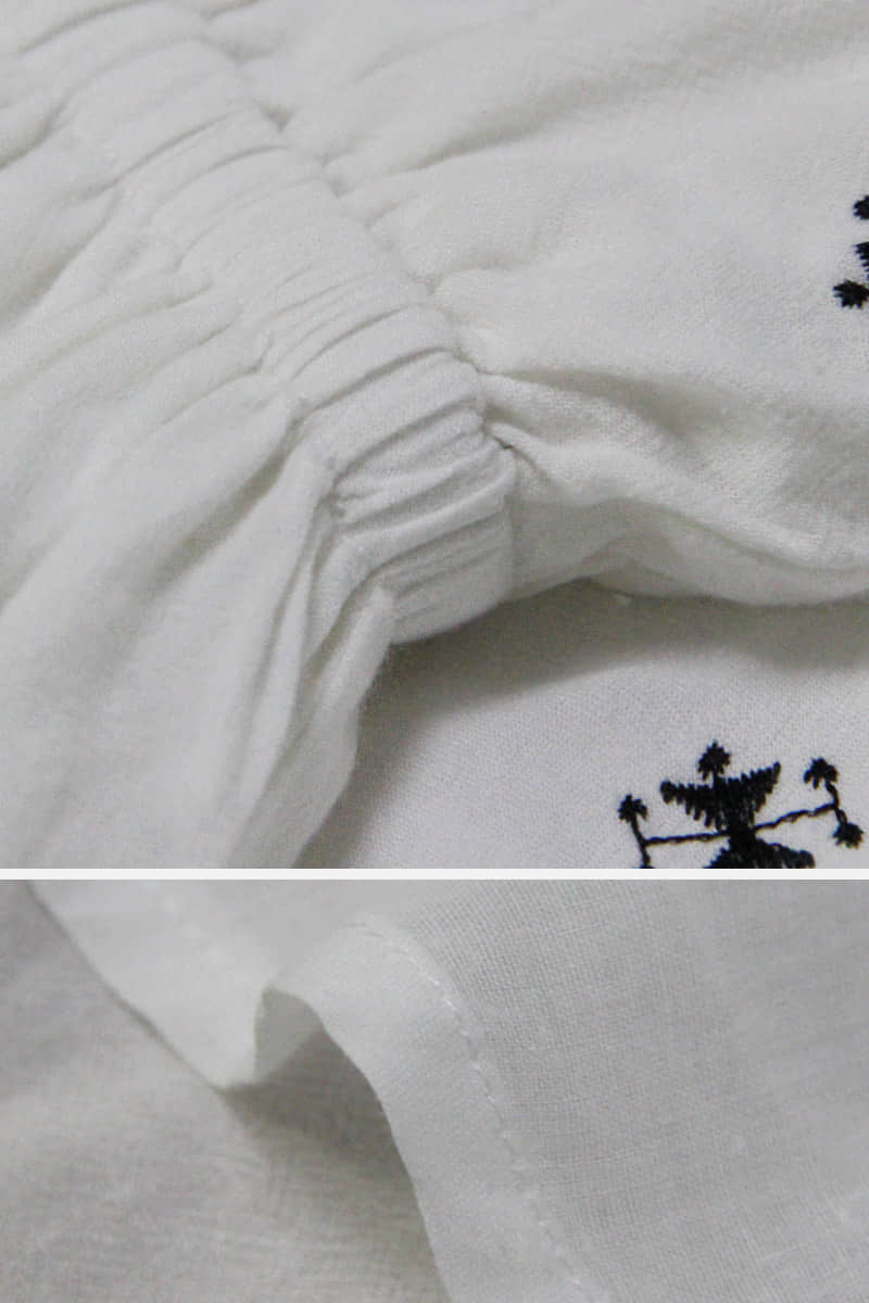 Vintage embroidered three-quarter sleeve dress  | IFAUN