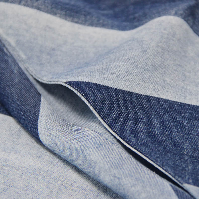 One-line neck camisole big swing skirt denim striped dress  | IFAUN