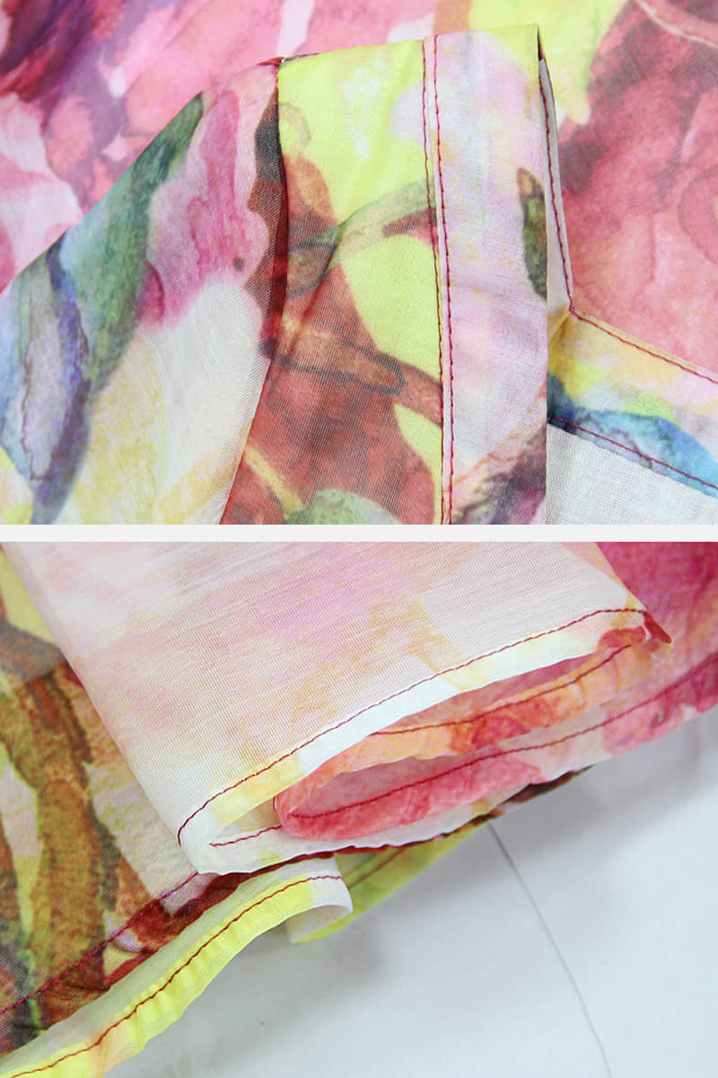 Puff sleeve print dress  | IFAUN