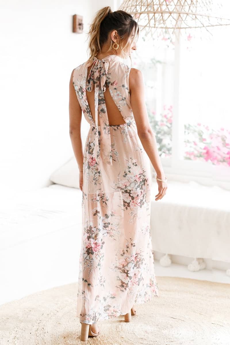 Long printed sleeveless dress with slits XL | IFAUN