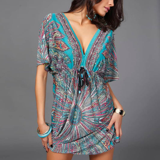 Sexy milk silk print dress  | IFAUN