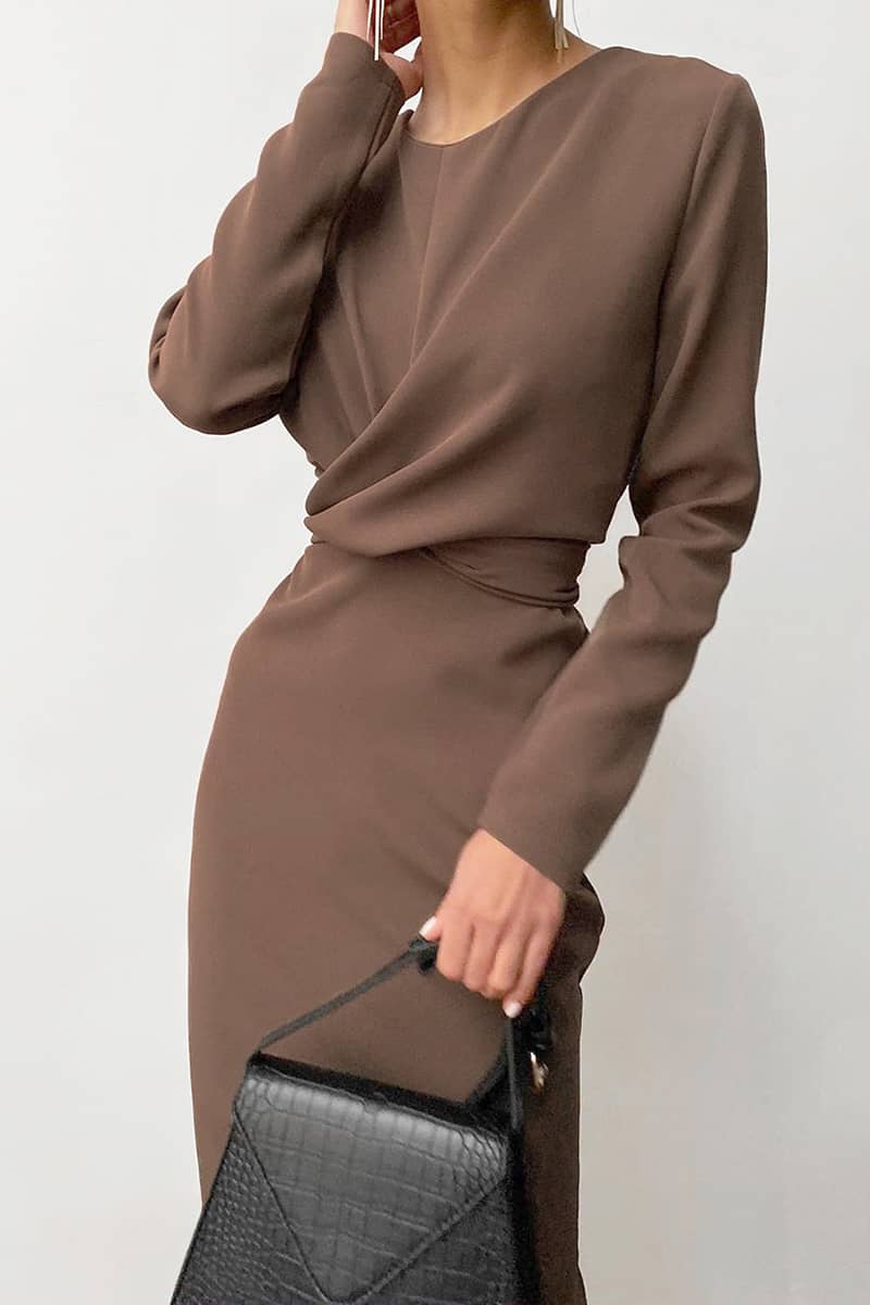 Women's round neck waist long sleeve dress Sienna / S | IFAUN