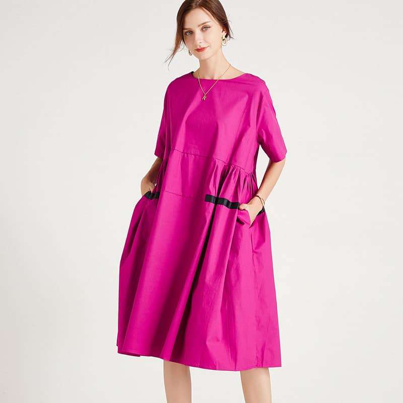 Plus size women's fashion loose dress MediumVioletRed / One Size | IFAUN