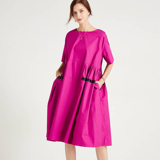 Plus size women's fashion loose dress MediumVioletRed / One Size | IFAUN