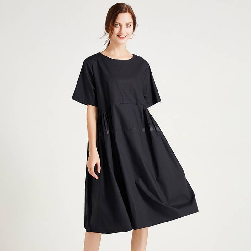 Plus size women's fashion loose dress Black / One Size | IFAUN
