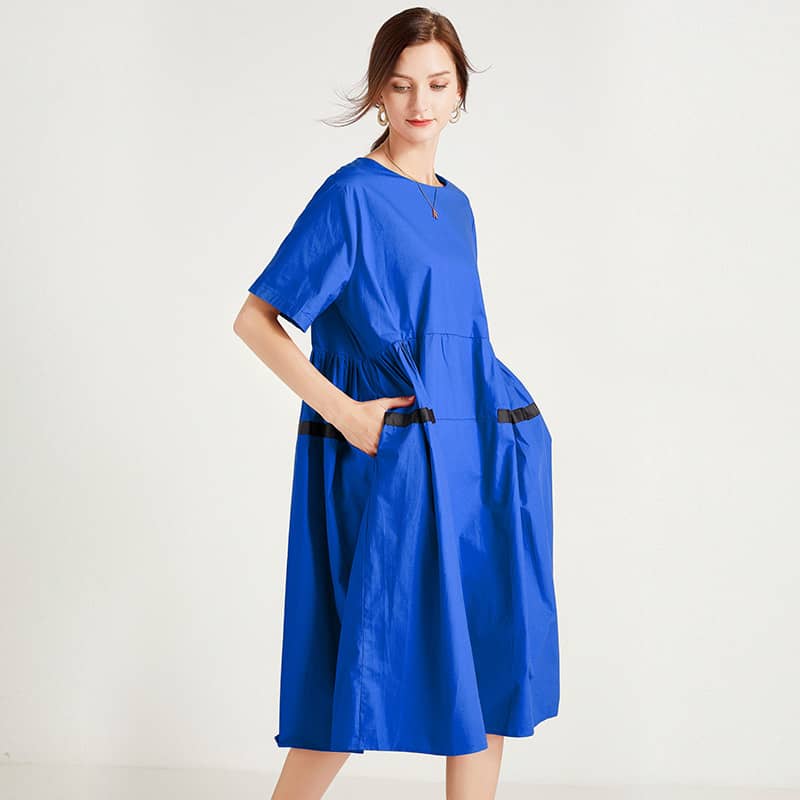 Plus size women's fashion loose dress Blue / One Size | IFAUN