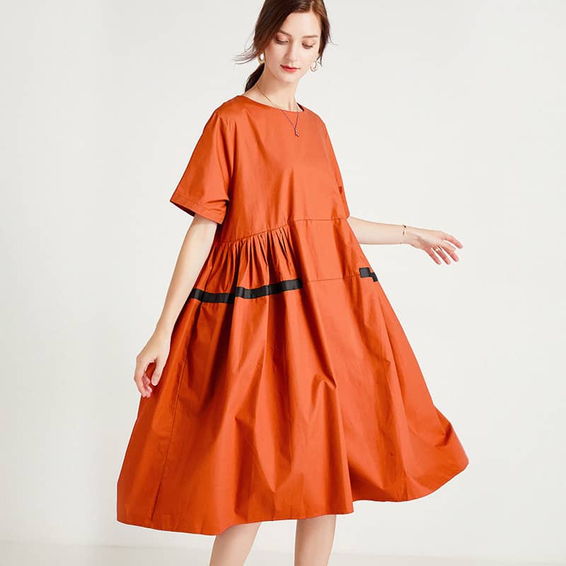 Plus size women's fashion loose dress OrangeRed / One Size | IFAUN