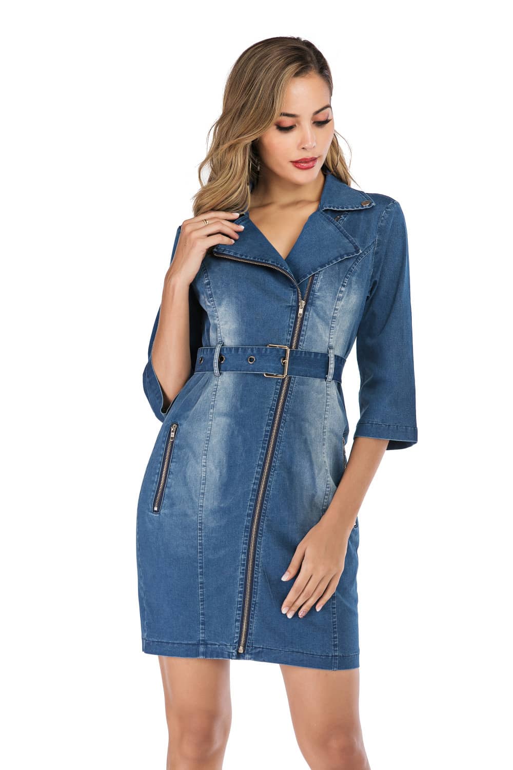 Stretch denim dress L | IFAUN