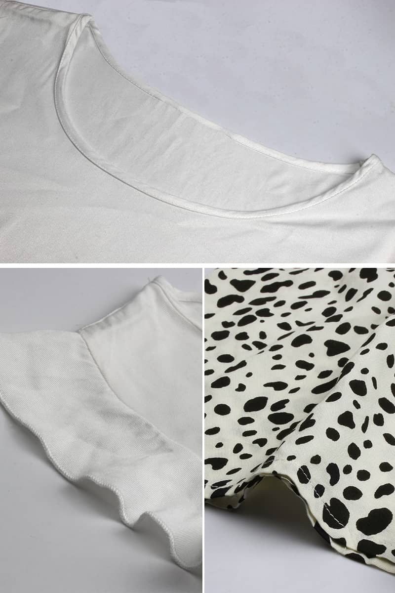 Summer stitching leopard print flying sleeve dress  | IFAUN