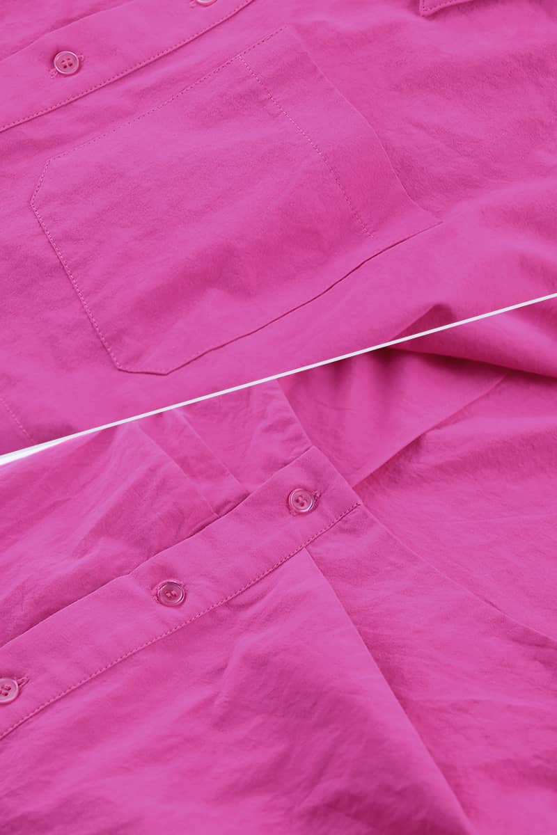 Hot pink short-sleeved shirt and hip skirt dress  | IFAUN