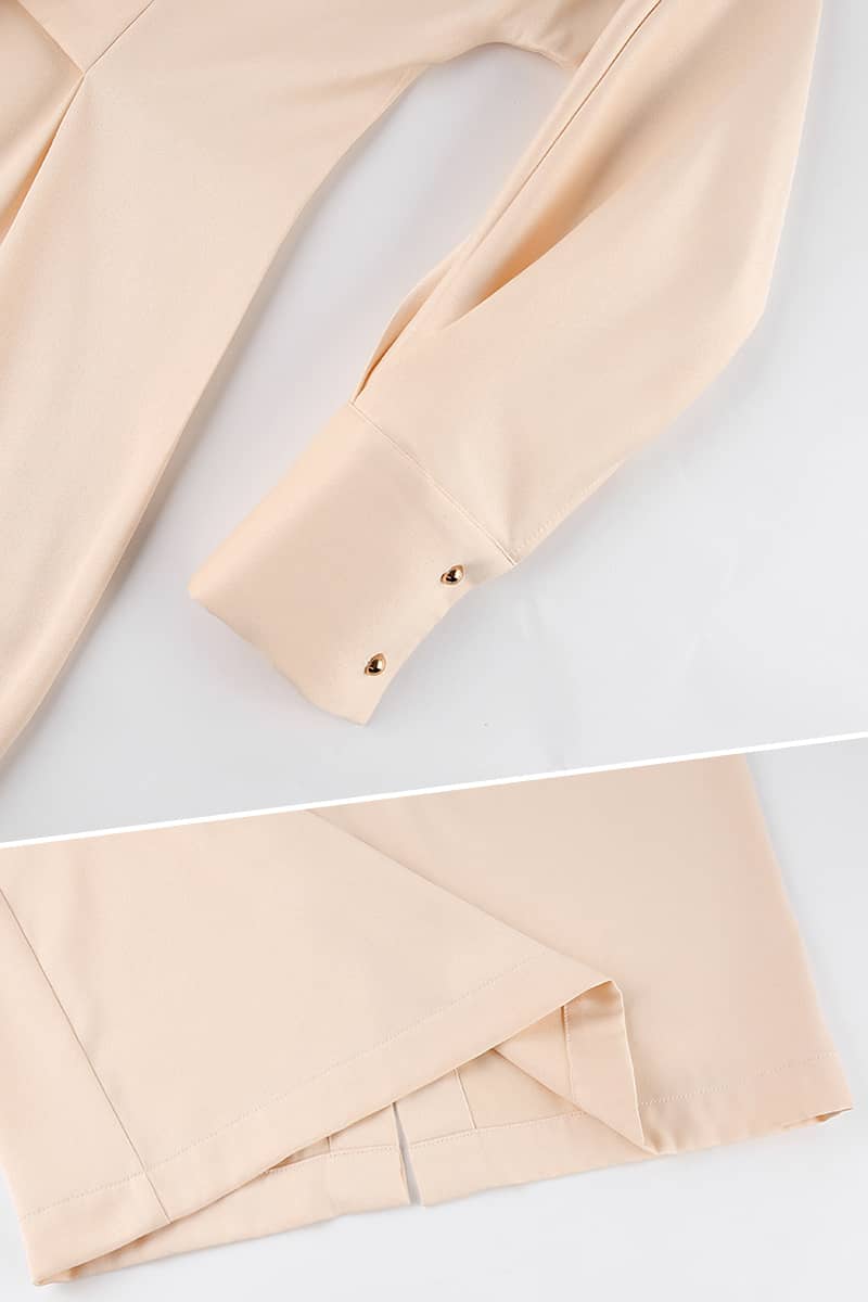 Lantern Sleeve Neck Belt Shift Dress