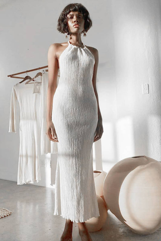 Open back slit slip dress