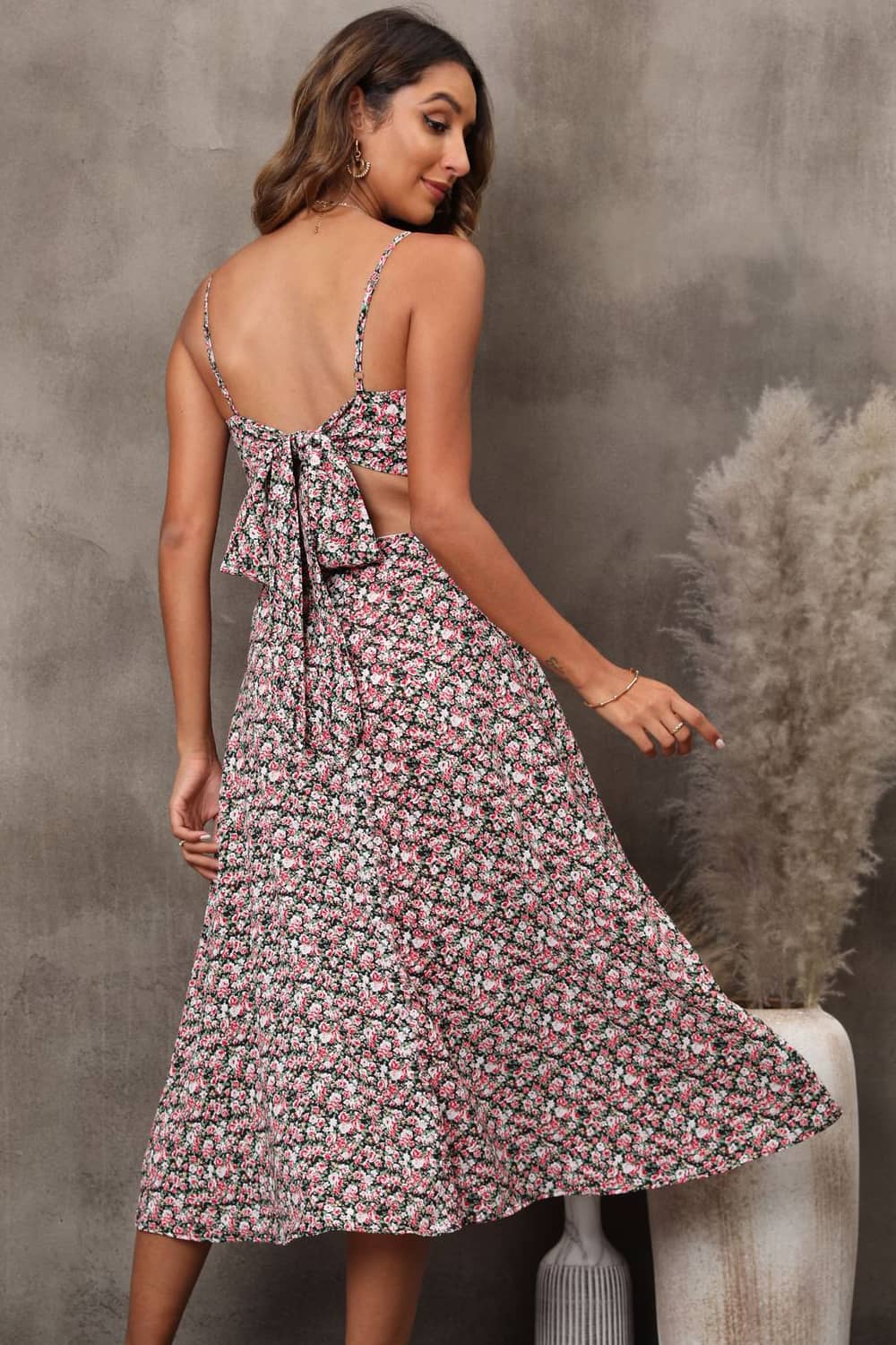 Printed Sling Sleeveless Midi Dress