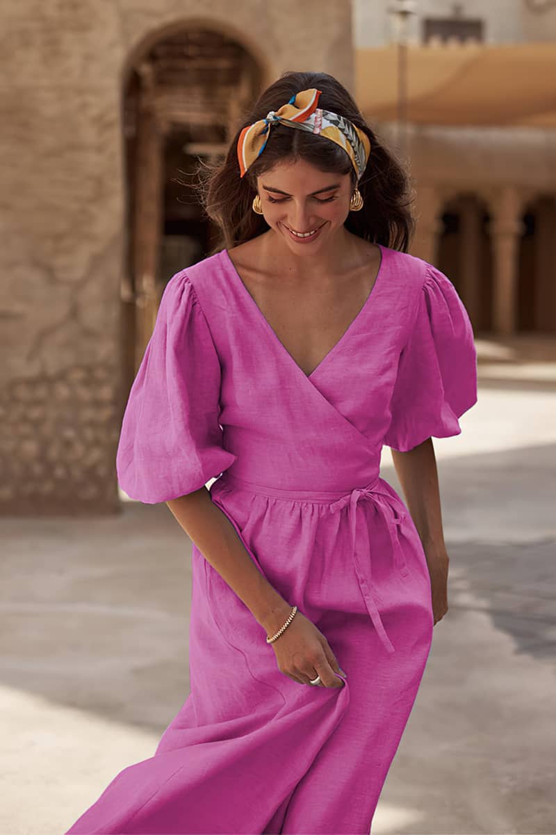 Cotton high waist A-line skirt split dress