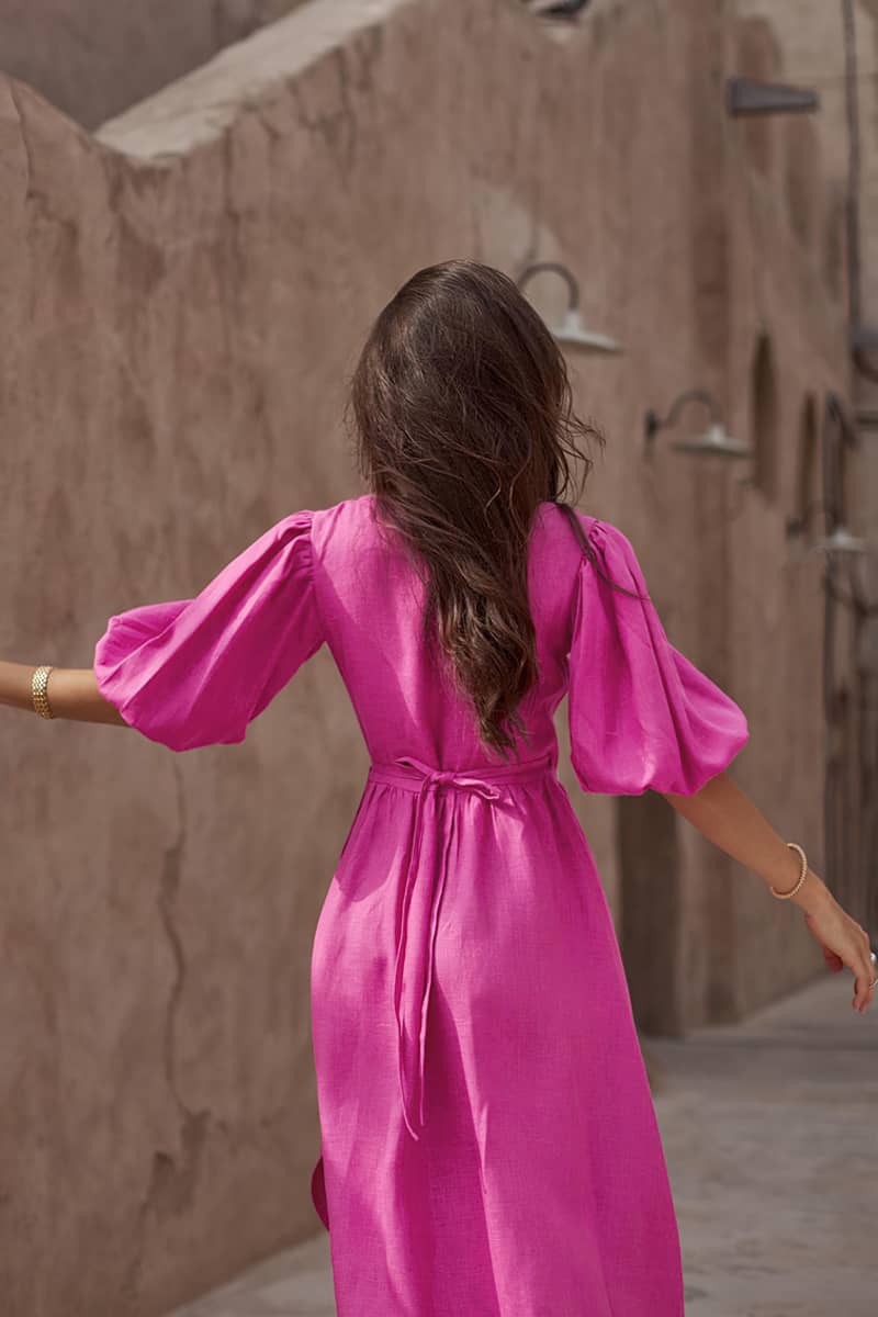 Cotton high waist A-line skirt split dress