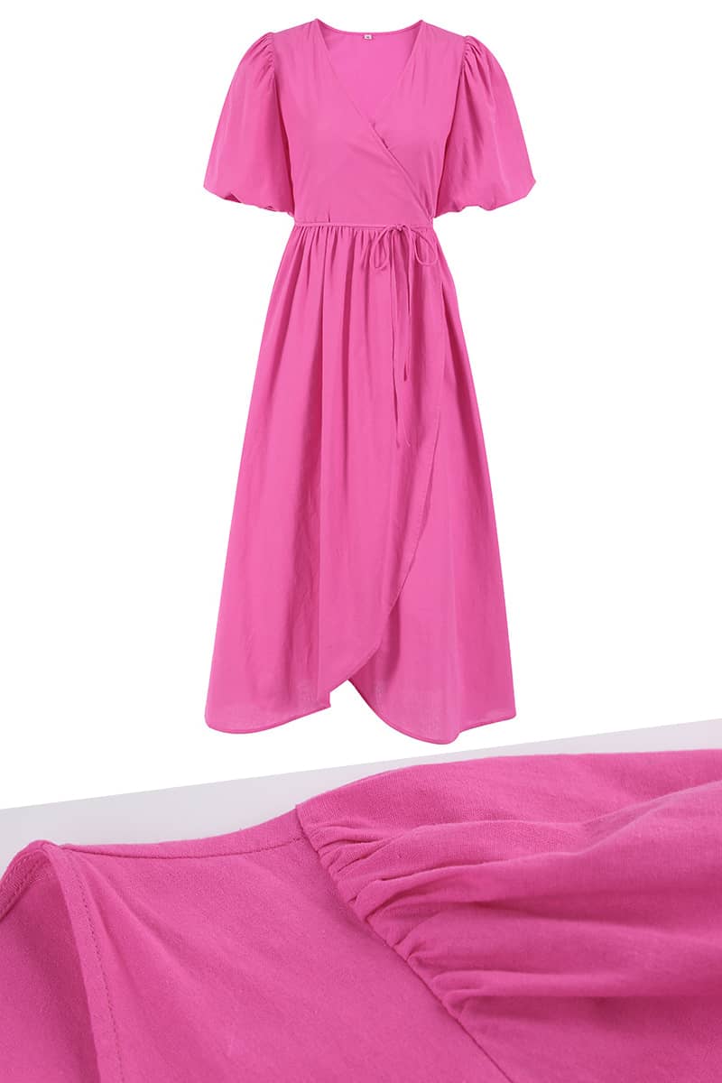 Cotton high waist A-line skirt split dress