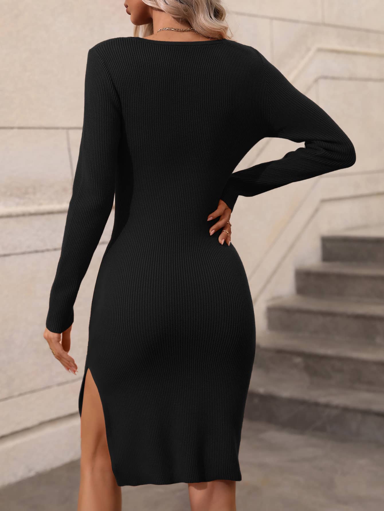 Pullover Knit Colorblock Sweater Dress – IFAUN