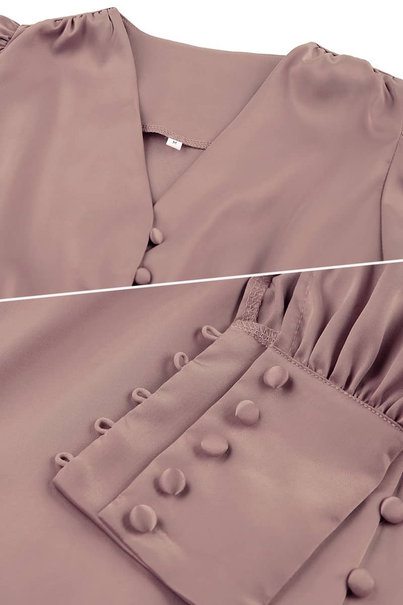 Satin balloon sleeve dress