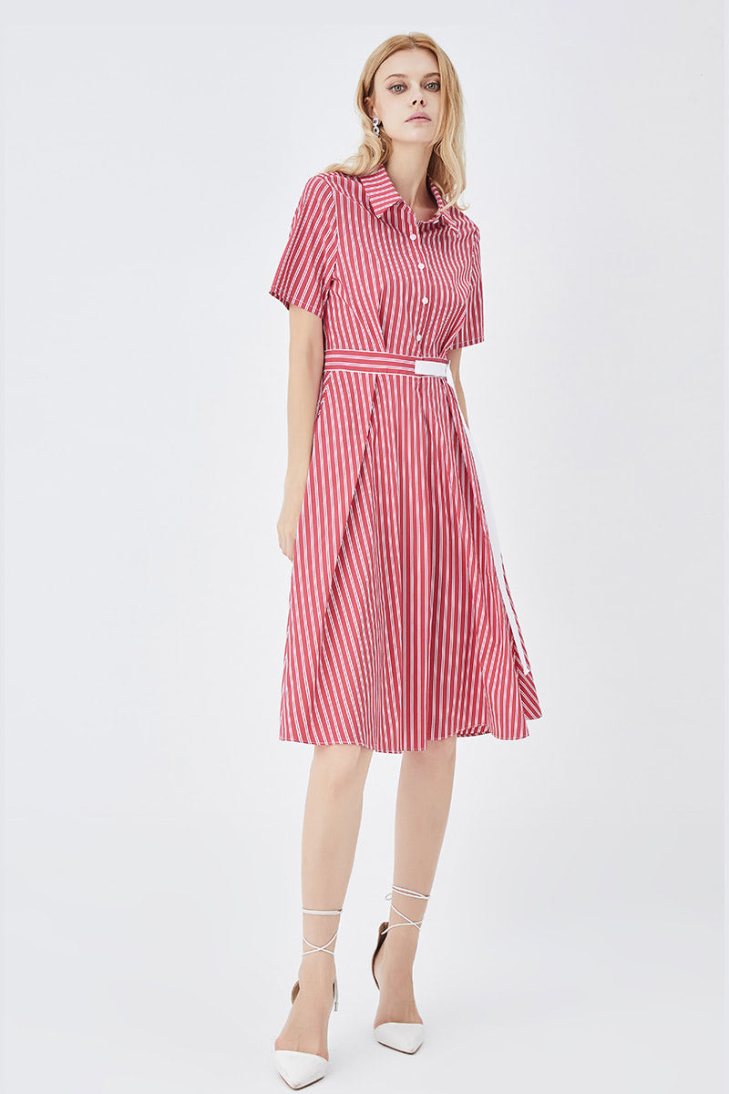 Classic Stripe Fitted Shirt Dress