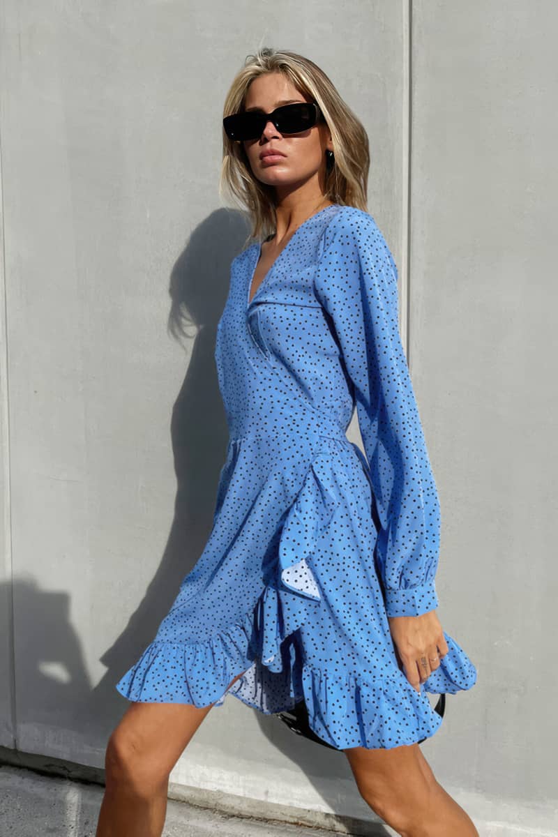 Polka Dot V-Neck Mermaid Dress