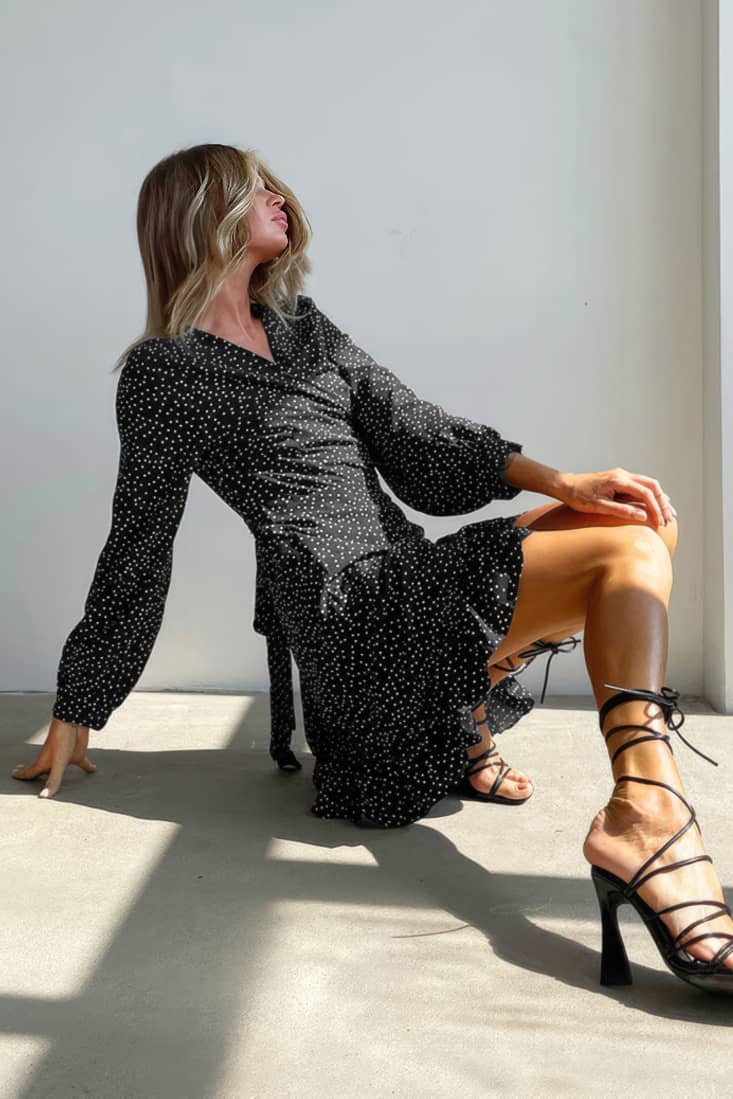 Polka Dot V-Neck Mermaid Dress