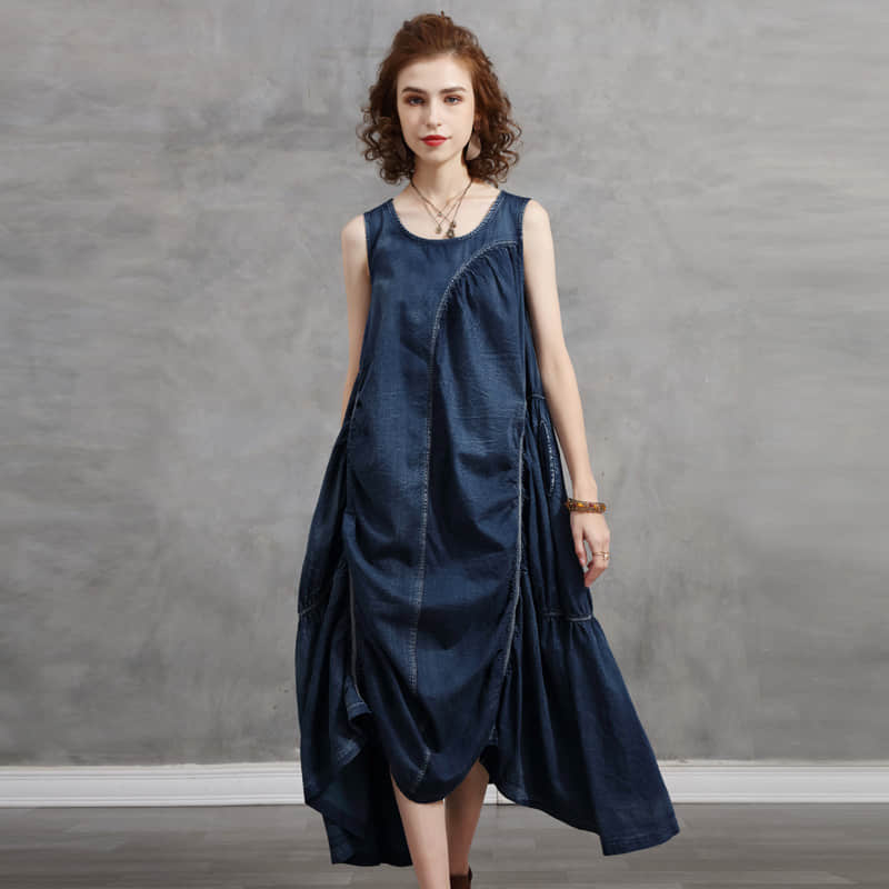 Irregular design plus size denim dress L | IFAUN