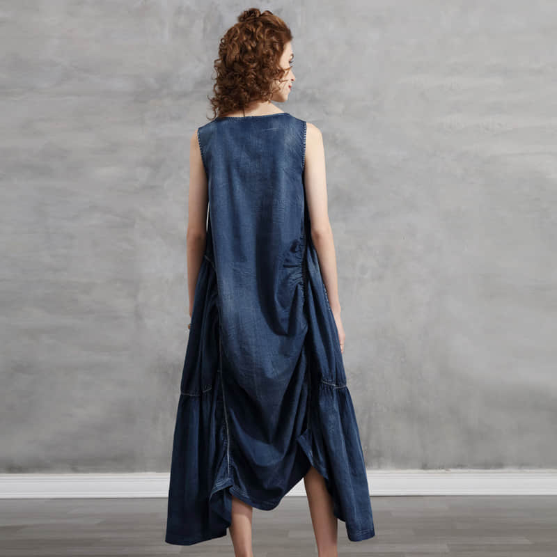 Irregular design plus size denim dress  | IFAUN