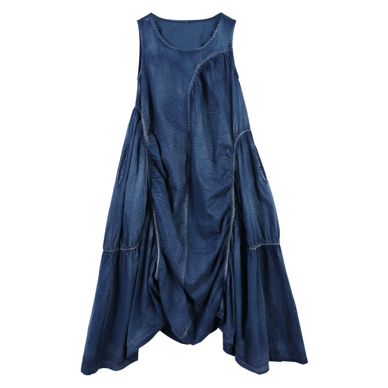 Irregular design plus size denim dress  | IFAUN