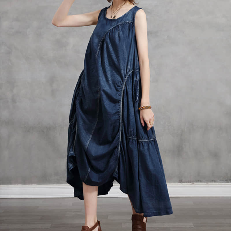 Irregular design plus size denim dress XL | IFAUN