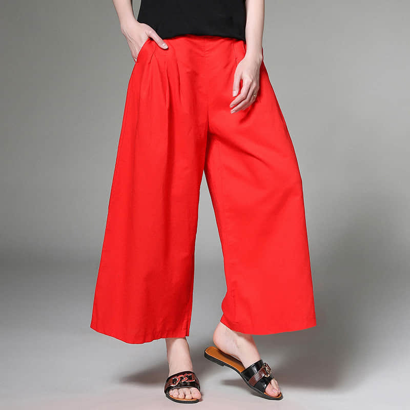 Large size loose and thin linen pants Red / XL | IFAUN