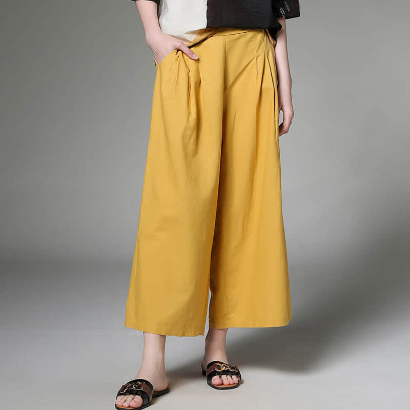 Large size loose and thin linen pants Yellow / XL | IFAUN