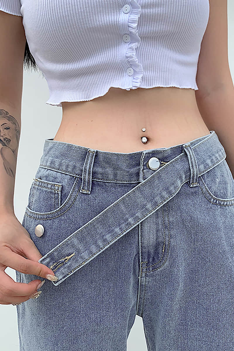 Women's featured sexy waist denim pants  | IFAUN
