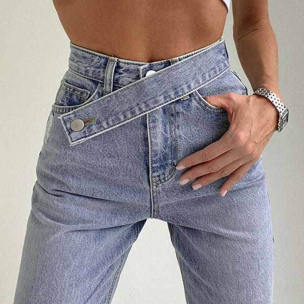 Women's featured sexy waist denim pants Blue / S | IFAUN