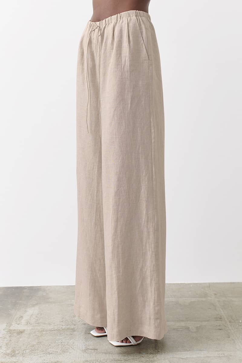 Thin cotton and linen loose casual wide-leg pants Khaki / M | IFAUN