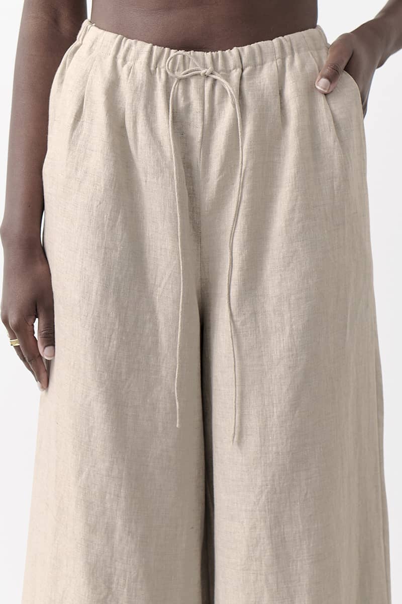 Thin cotton and linen loose casual wide-leg pants Khaki / L | IFAUN