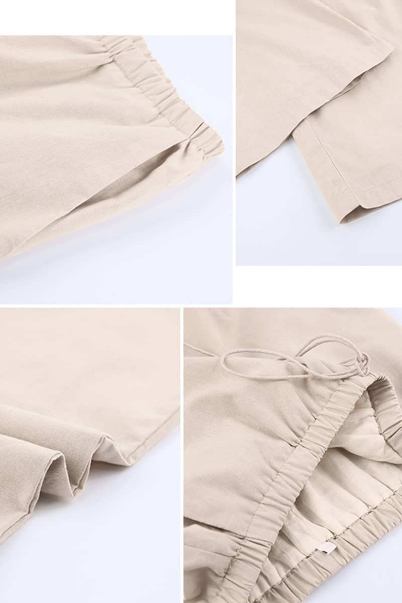 Thin cotton and linen loose casual wide-leg pants  | IFAUN