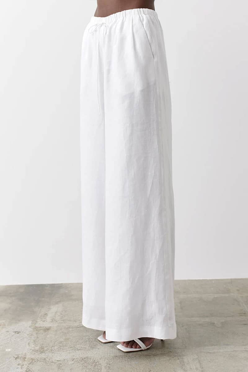 Thin cotton and linen loose casual wide-leg pants White / L | IFAUN