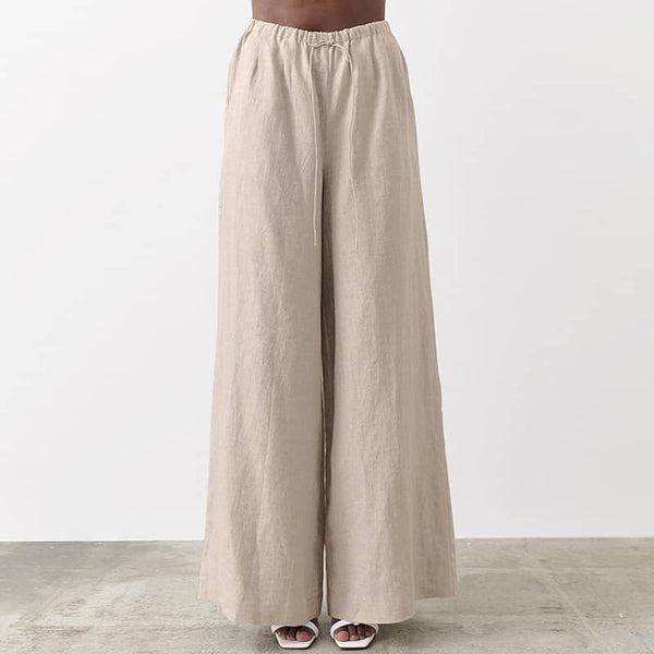 Thin cotton and linen loose casual wide-leg pants Khaki / S | IFAUN
