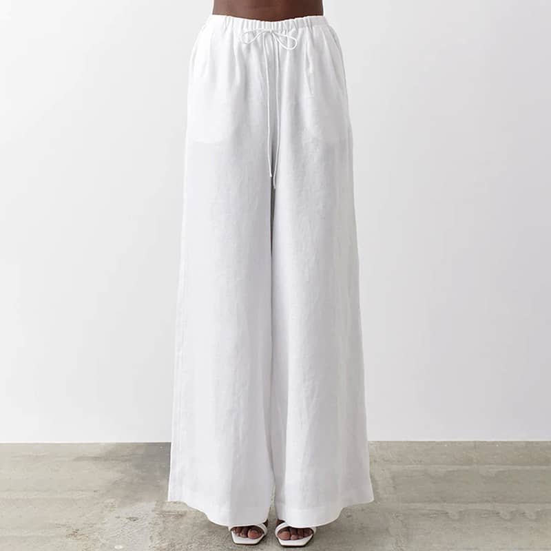 Thin cotton and linen loose casual wide-leg pants White / S | IFAUN