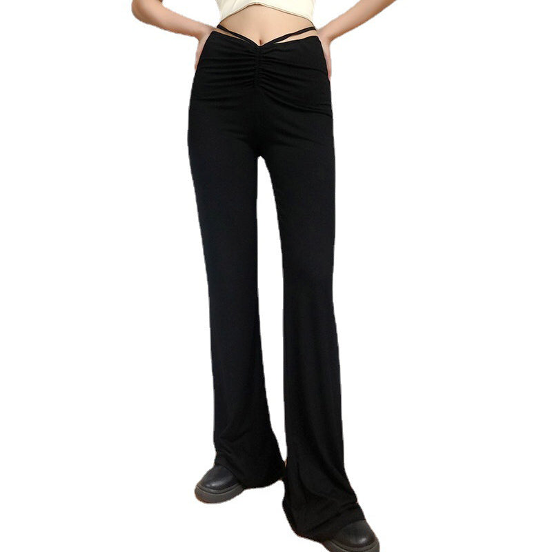 Black Modal Drawstring Trousers  | IFAUN