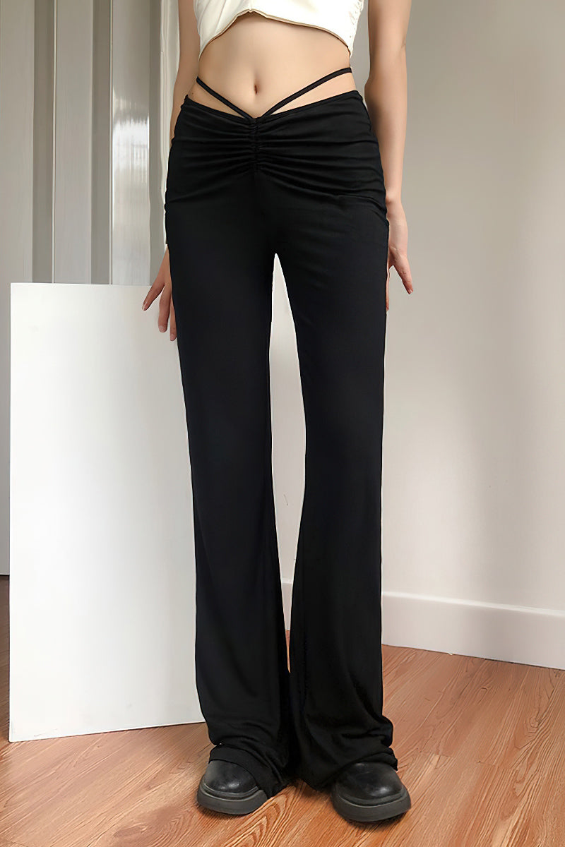 Black Modal Drawstring Trousers  | IFAUN