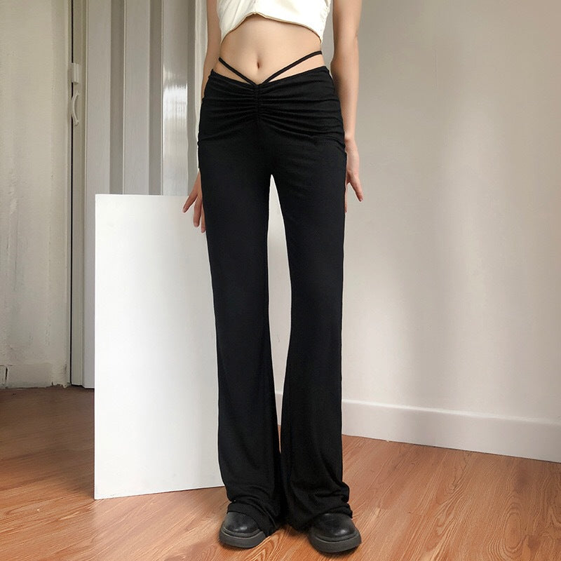 Black Modal Drawstring Trousers Black / S | IFAUN