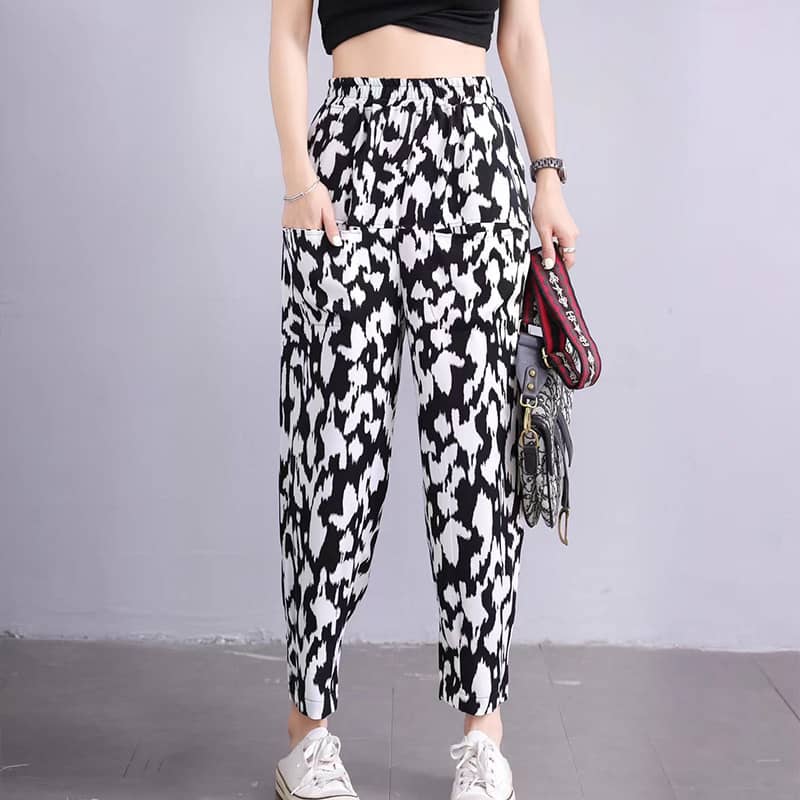 Women's casual high waist harem pants Leopard print / XL | IFAUN