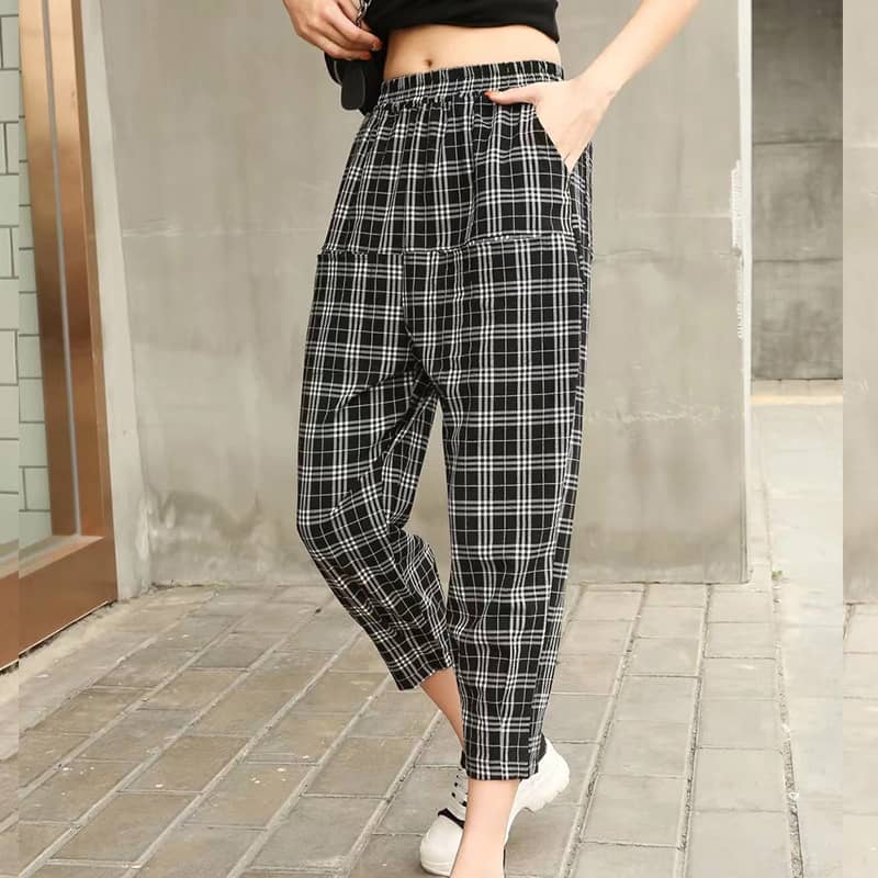Women's casual high waist harem pants Lattice / XL | IFAUN