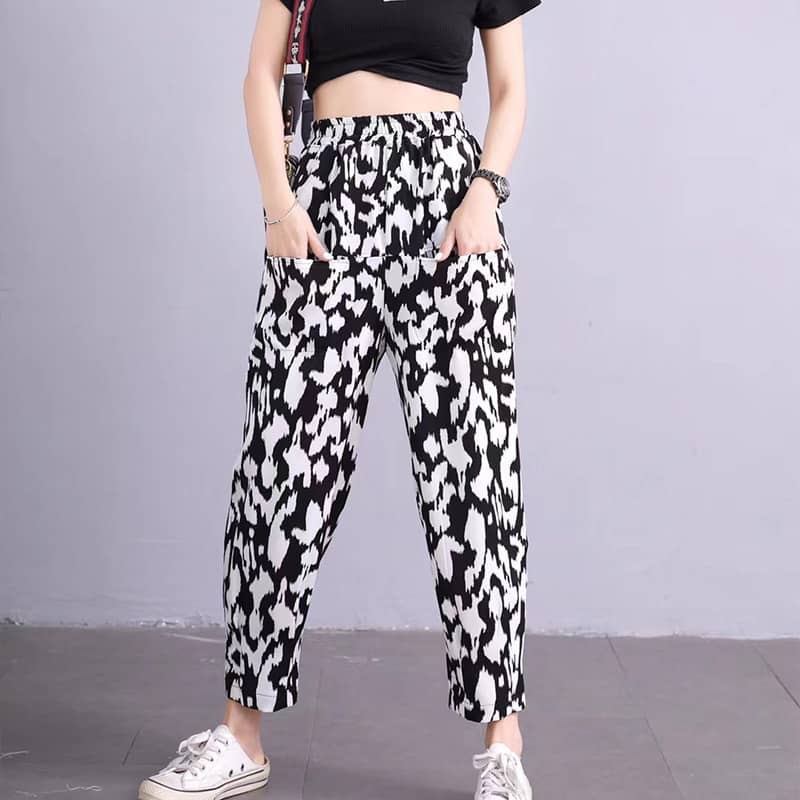 Women's casual high waist harem pants Leopard print / L | IFAUN