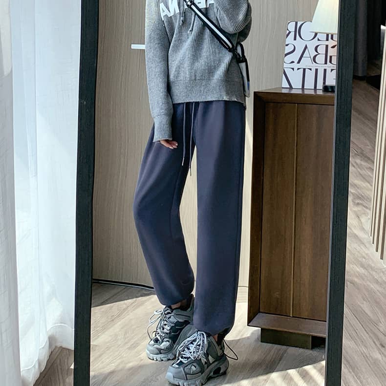 Women's winter lamb fleece wide leg pants