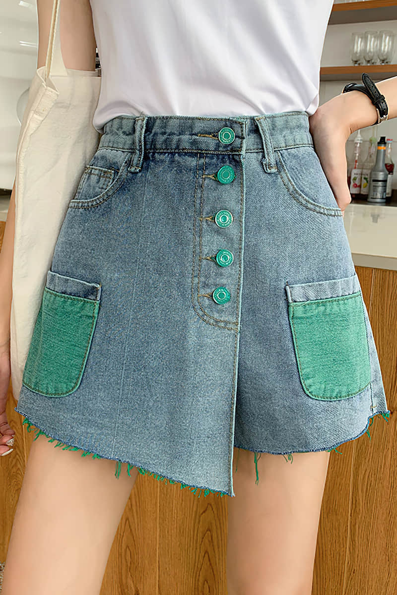 Mini A-Line Denim Skirt Green / L | IFAUN